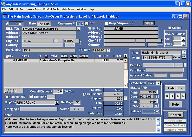 Take, process & fulfill orders:  invoice, bill, track sales & inventory