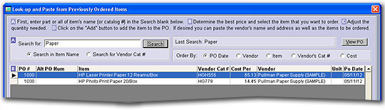 Purchase Order Look-up