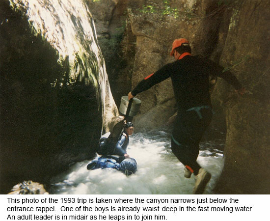 Kolob Canyon Tragedy: Adult leader leaps into fast moving water.