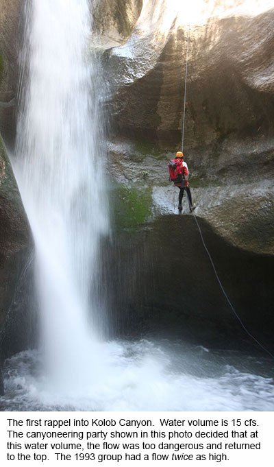 The first rappel into Kolob Canyon