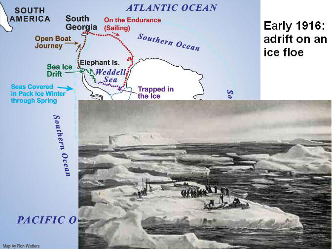 Shackleton's Party Adrift on an Ice Floe