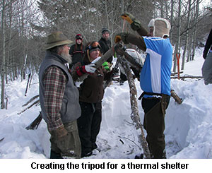 Creating the tripod for a thermal shelter
