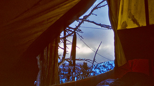 View from the Tent - Big Horn Crags in Winter