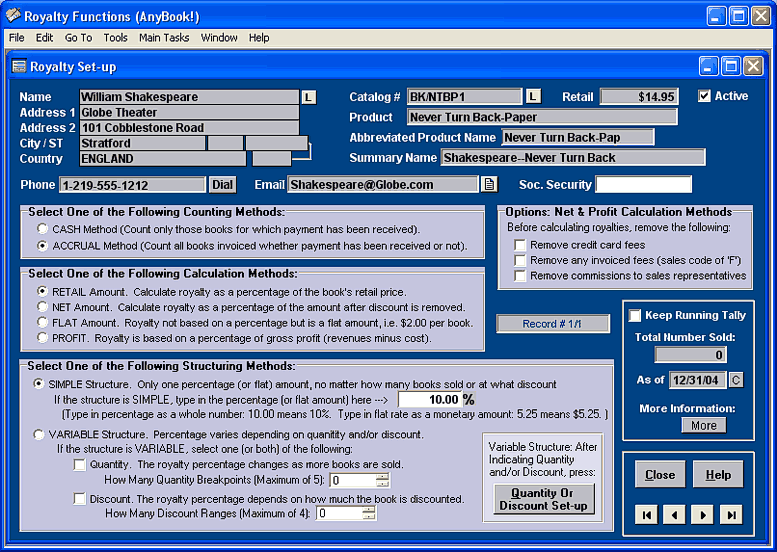 Main Invoice Screen