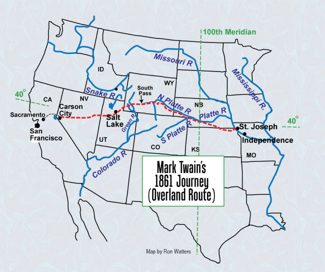 Map: Mark Twain's Route