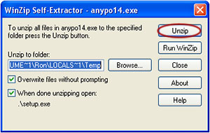 Clicking the Unzip Button