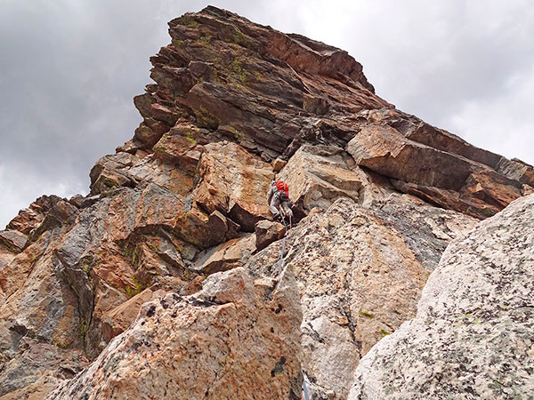 Just Below the A-Frame Roof - Upper Highway to Heaven Climbing Route - Tetons