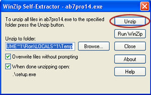 Click the Unzip Button
