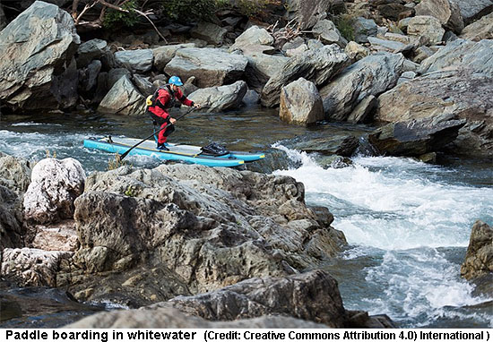 Paddle boarding in whitewater