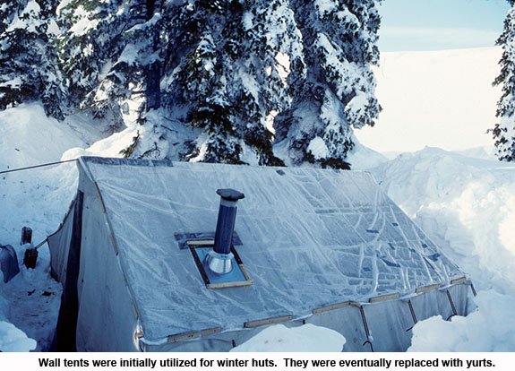 Wall tents used for winter huts