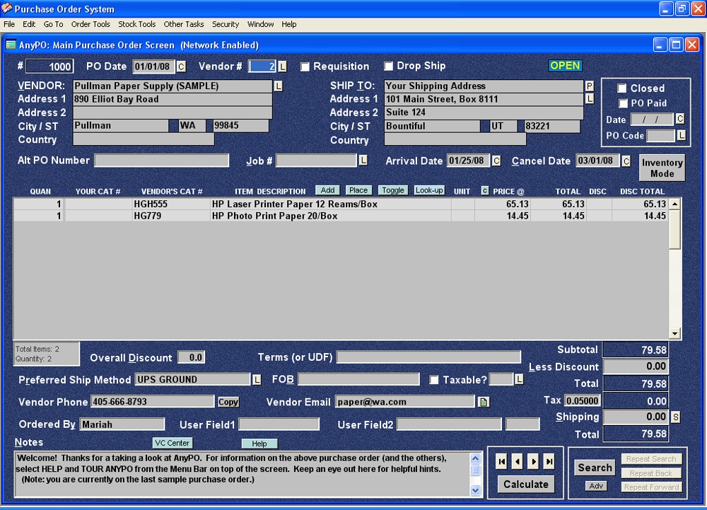 AnyPO: Main Screen