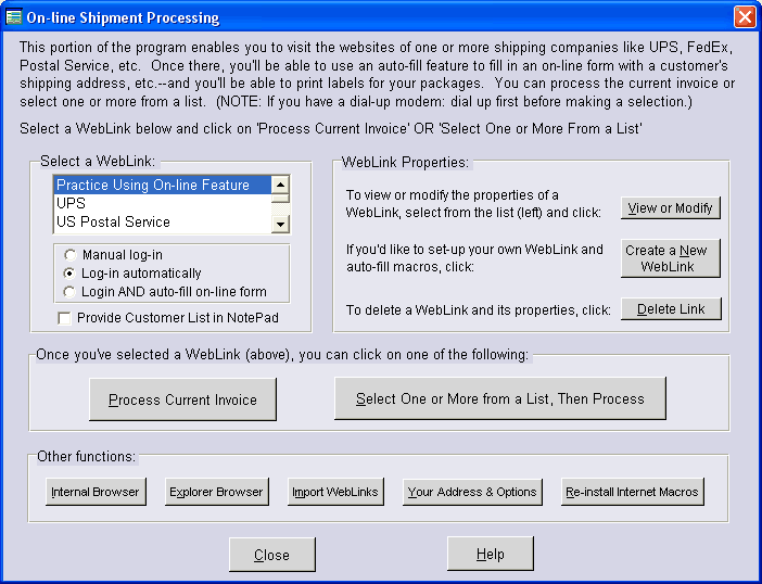 On-line Shipment Processing